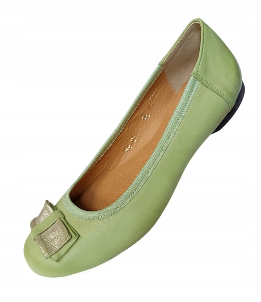 Výprodej!!! Kožené baleríny z přírodní kůže, polobotky, zelené baleríny 37