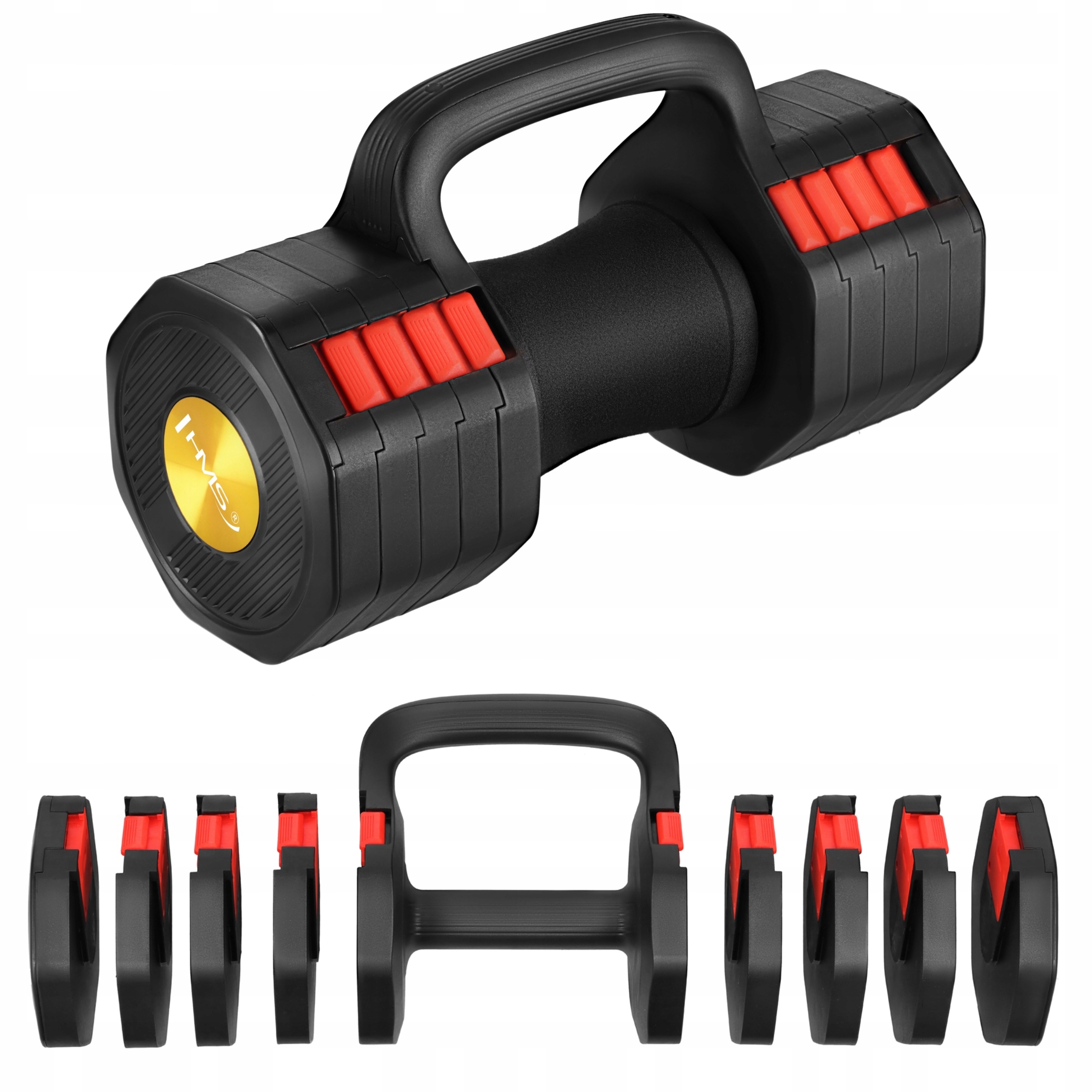 Hantla Regulowana Do Ćwiczeń 3w1 Hms 11kg Kettlebell Podpórka Fit