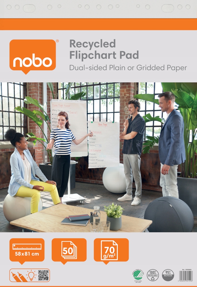 Blok Nobo Recycled do flipcharta 58x81cm, 50 kartek dwustronny