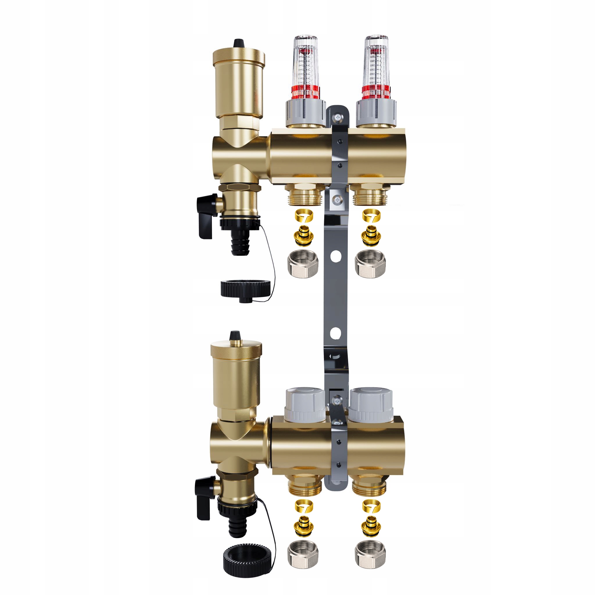 Rozdělovač pro mosaznou podlahu, 2 okruhy pro podlahové vytápění Pex