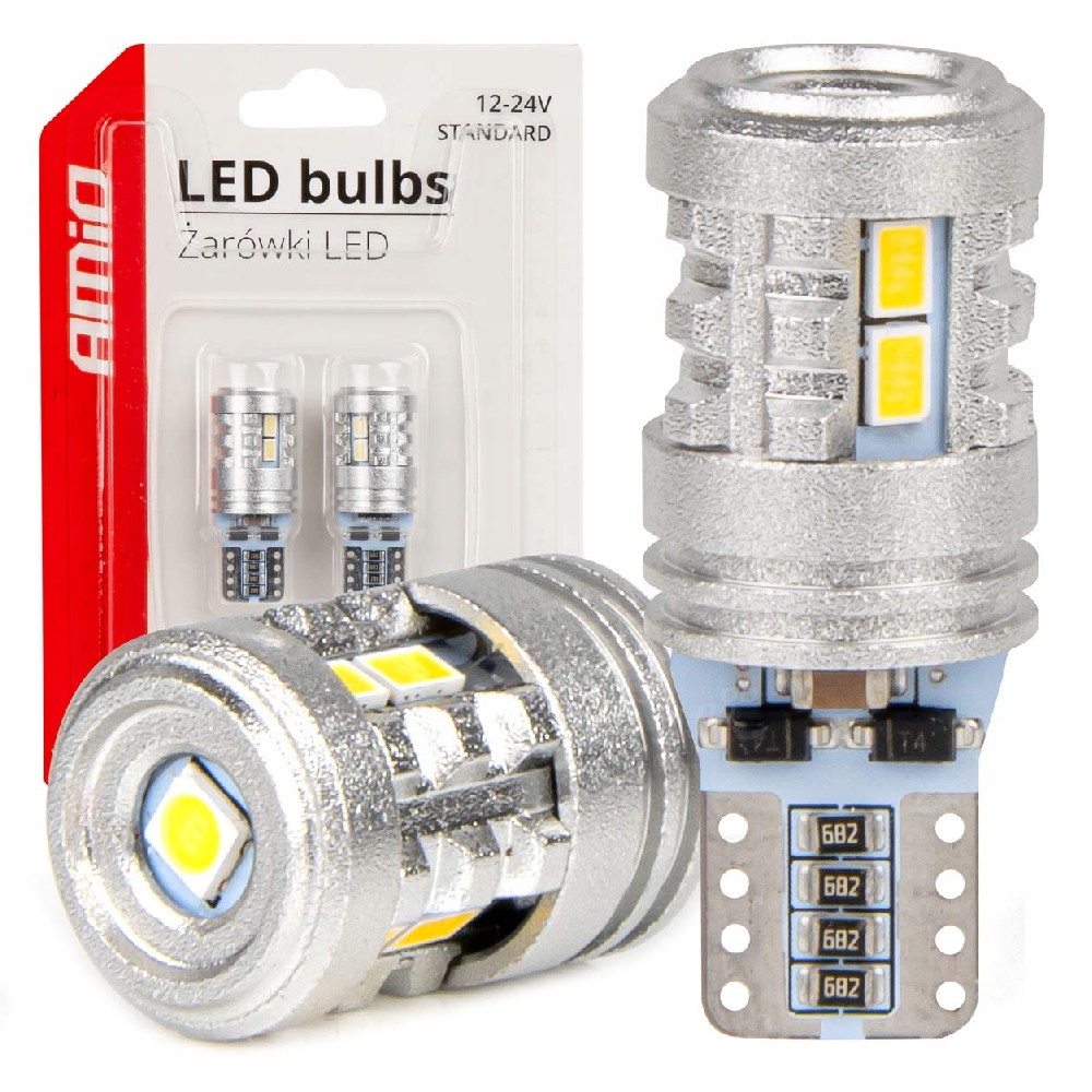 Żarówki Led Standard T10 W5W 6x3020 1x3030 Smd White 12V 24V barwa: 6000k