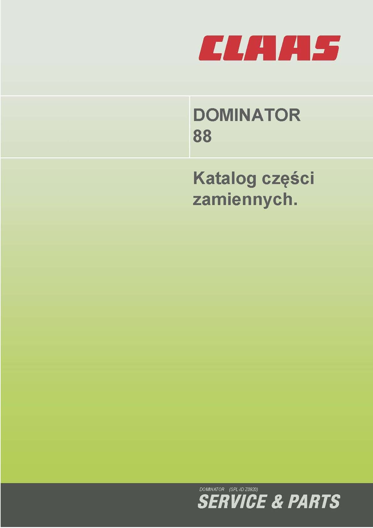 Каталог запчастей Claas Dominator 88 118 98 108 78