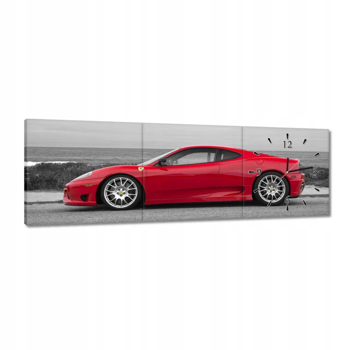 Hodiny 90x30 Červené Ferrari na pláži