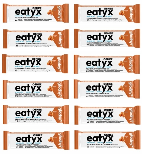 Levně 12 x 60 g Oshee EatyX Plnohodnotné jídlo ve formě tyčinky Karamel Karton