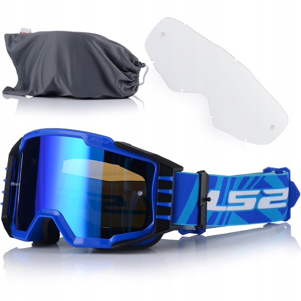 Gogle Motocyklowe LS2 Charger Pro Niebieskie 2x Szyba Lustrzanka Antifog