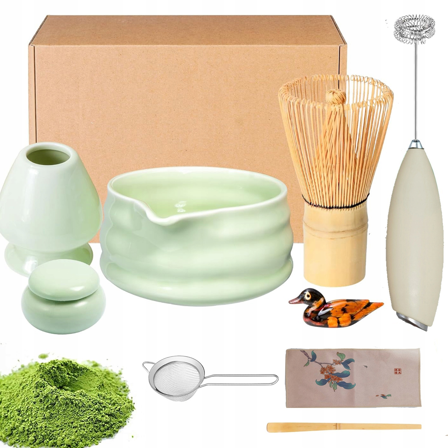 Levně Dárková Sada Na Čaj Matcha Sada Bambus 9DÍLNÁ Sada Kvalita