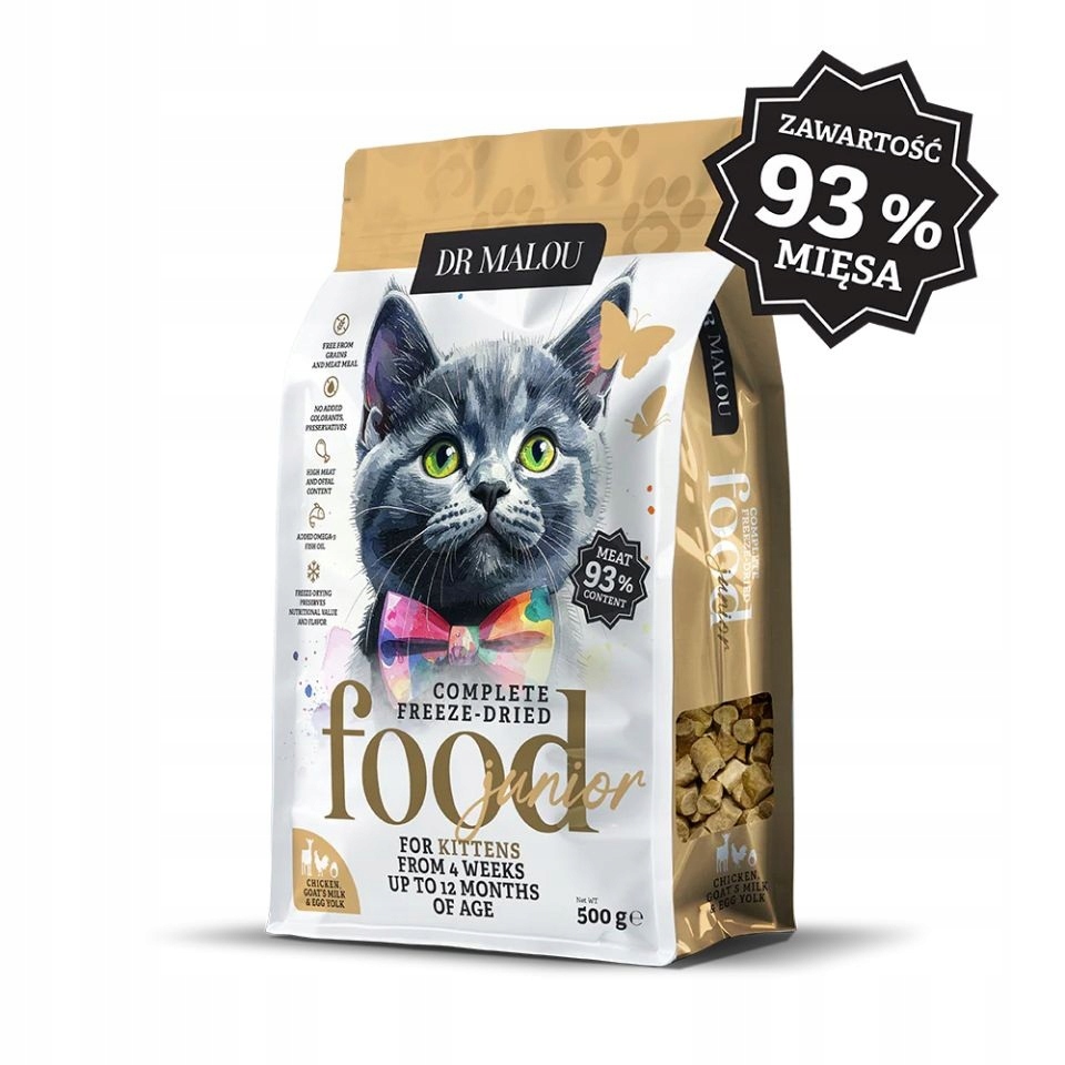 Levně Dr Malou Kitten Lyofilizované krmivo Kuře s kozím mlékem a žloutkem 500 g