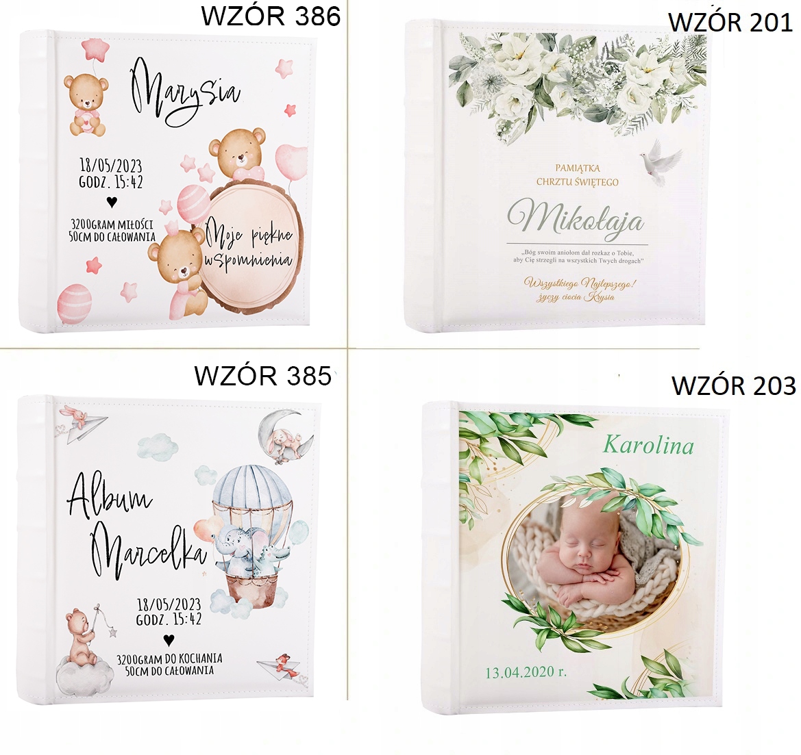 ALBUM NA ZDJĘCIA 300 CHRZEST ROCZEK METRYCZKA Kolor kart biały