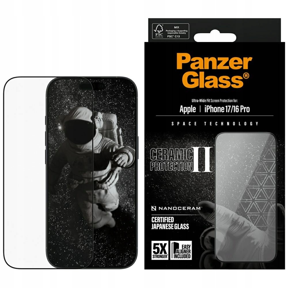 Sklo PanzerGlass Ceramic II Ultra-Wide Fit EasyAligner pro iPhone 17/16 Pro