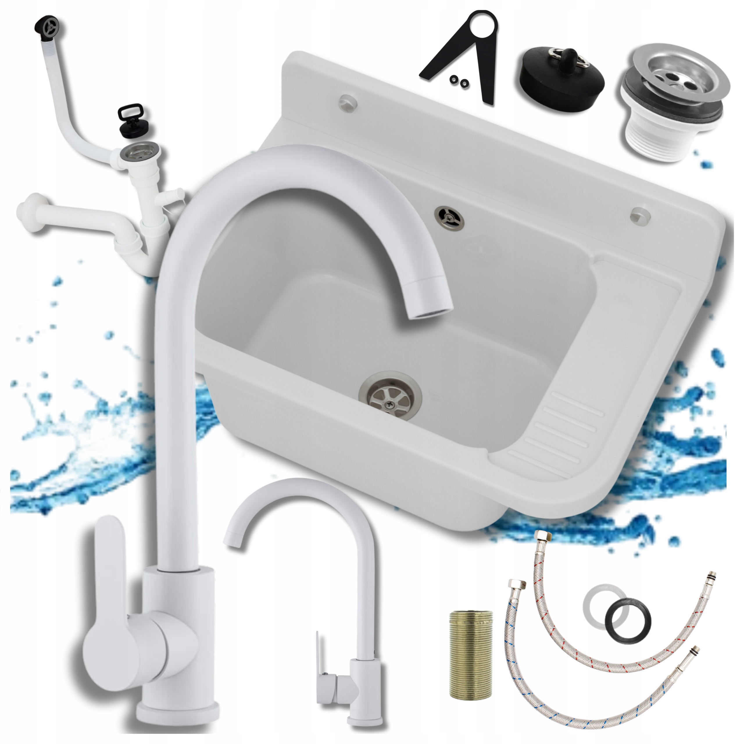 Technický Dřez Pracovní Komora Prádelna Kotelna Baterie Bílá Sada