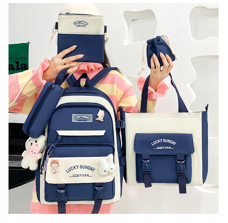 MODNY TORNISTER MŁODZIEŻOWY PLECAK SZKOLNY ZESTAW PIÓRNIK TORBA 5w1 PL Marka K&M