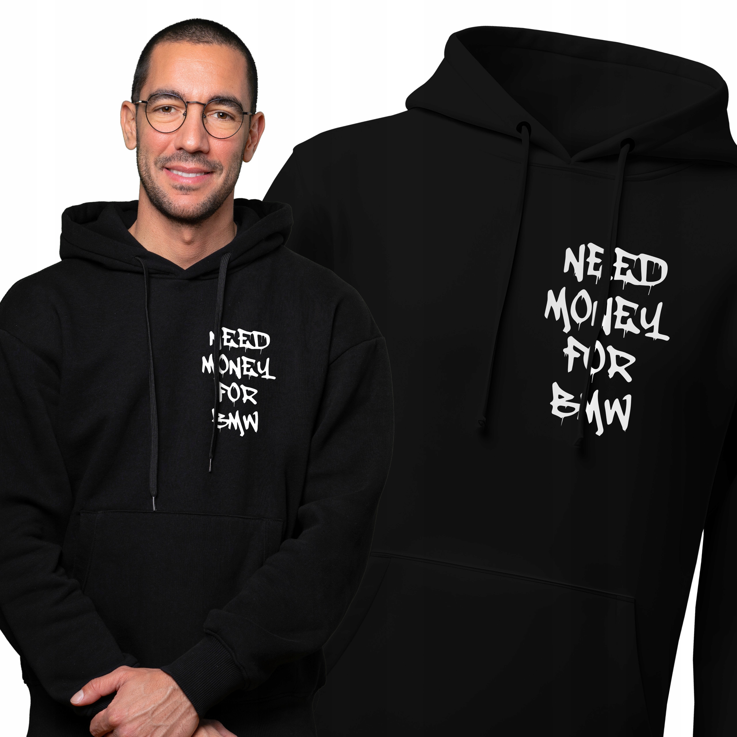 Mikina pro něj Need Money for Bmw s klokankou s kapucí Dárek Bonus
