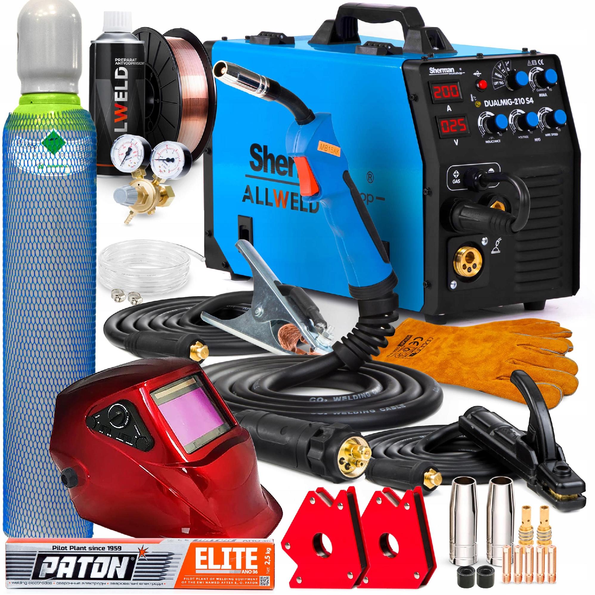 Svařovací Stroj Migomat Sherman Dualmig 210 S4 Mig Mag Mma Tig 230V 200A Igbt 3V1