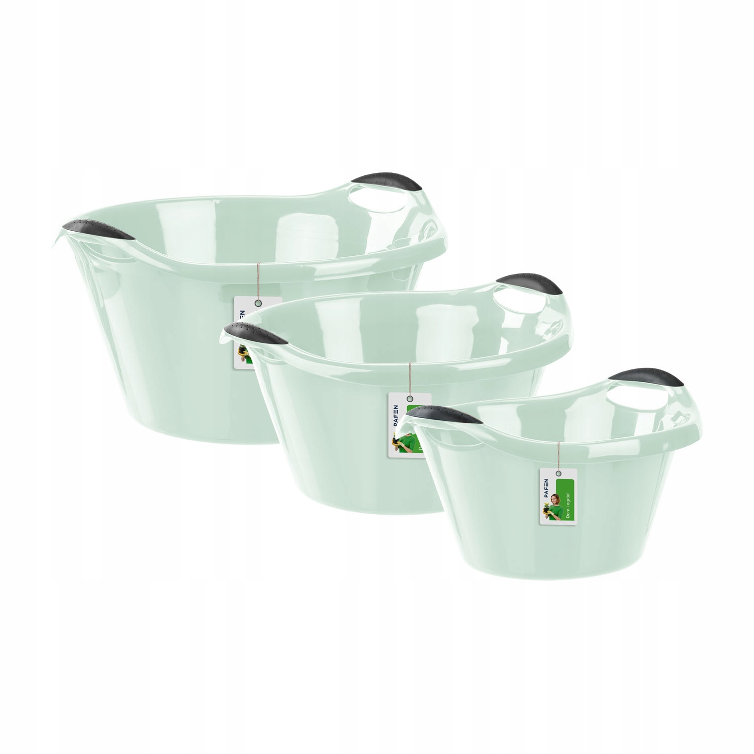 Trzy miski okrągłe 37cm 41cm i 55cm zielone