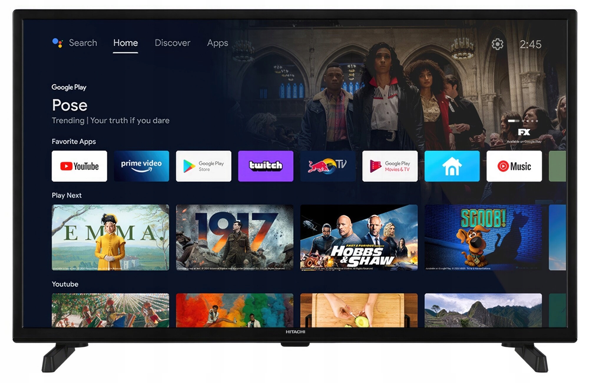 USZKODZONY Telewizor HITACHI 32HAE2351E 32" LED Android TV DVB-T2-HEVC Stan opakowania oryginalne