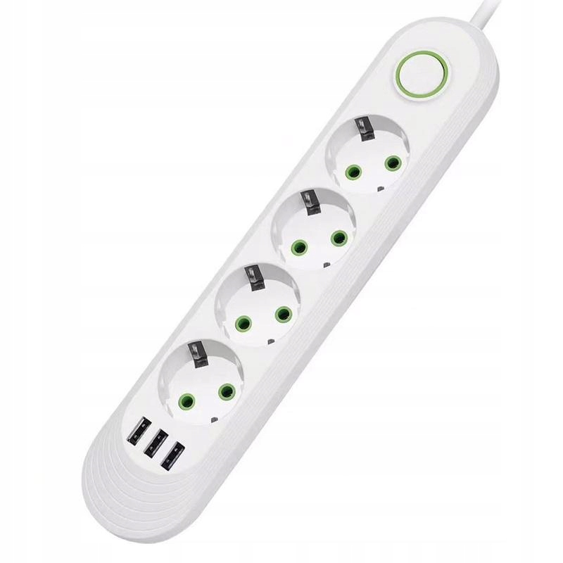 LISTWA ZASILAJĄCA 4 GNIAZDA + 3 USB PRZEDŁUŻACZ 3M Kod producenta LH-F04U-WHITE