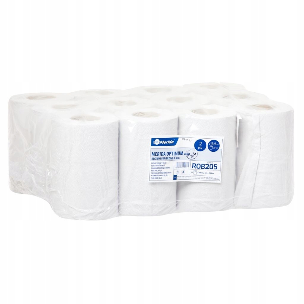 Levně Papírové ručníky v roli Merida Optimum Mini bílé 12 ks