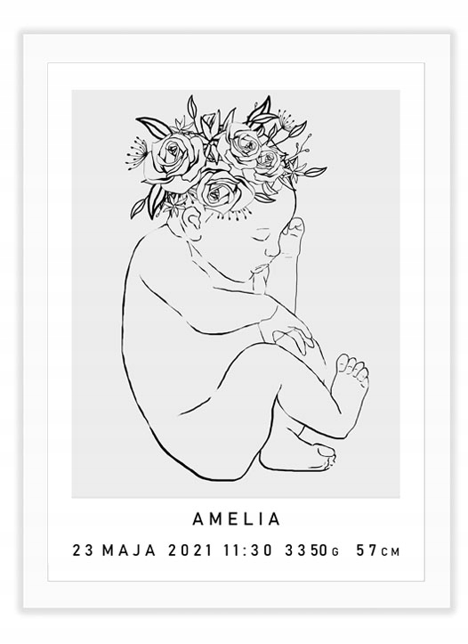 

Metryczka grafika plakat ramka dziecko szare a3
