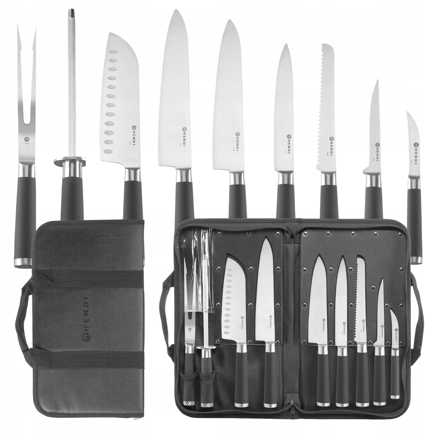 Sada nožů z nerezové oceli Hendi 9 prvků Nůž šéfkuchaře Komplet