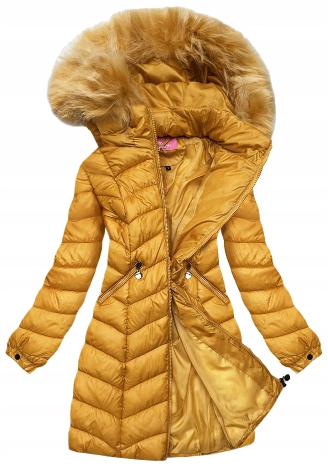 Vypasovaná Dámská Bunda 8916 Žlutá, Velikost (40)
