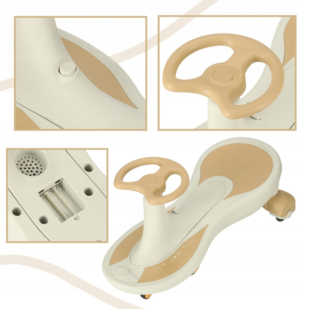 JEŹDZIK GRAWITACYJNY ŚWIECĄCE KOŁA LED Z MUZYKĄ GRAJĄCY 76CM Kolor Beżowy