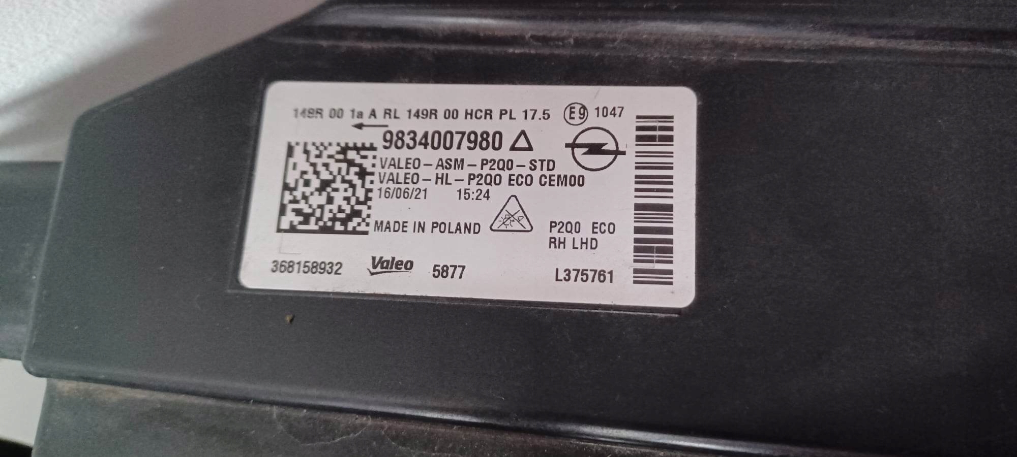 light right LED OPEL MOKKA II B 9834007980