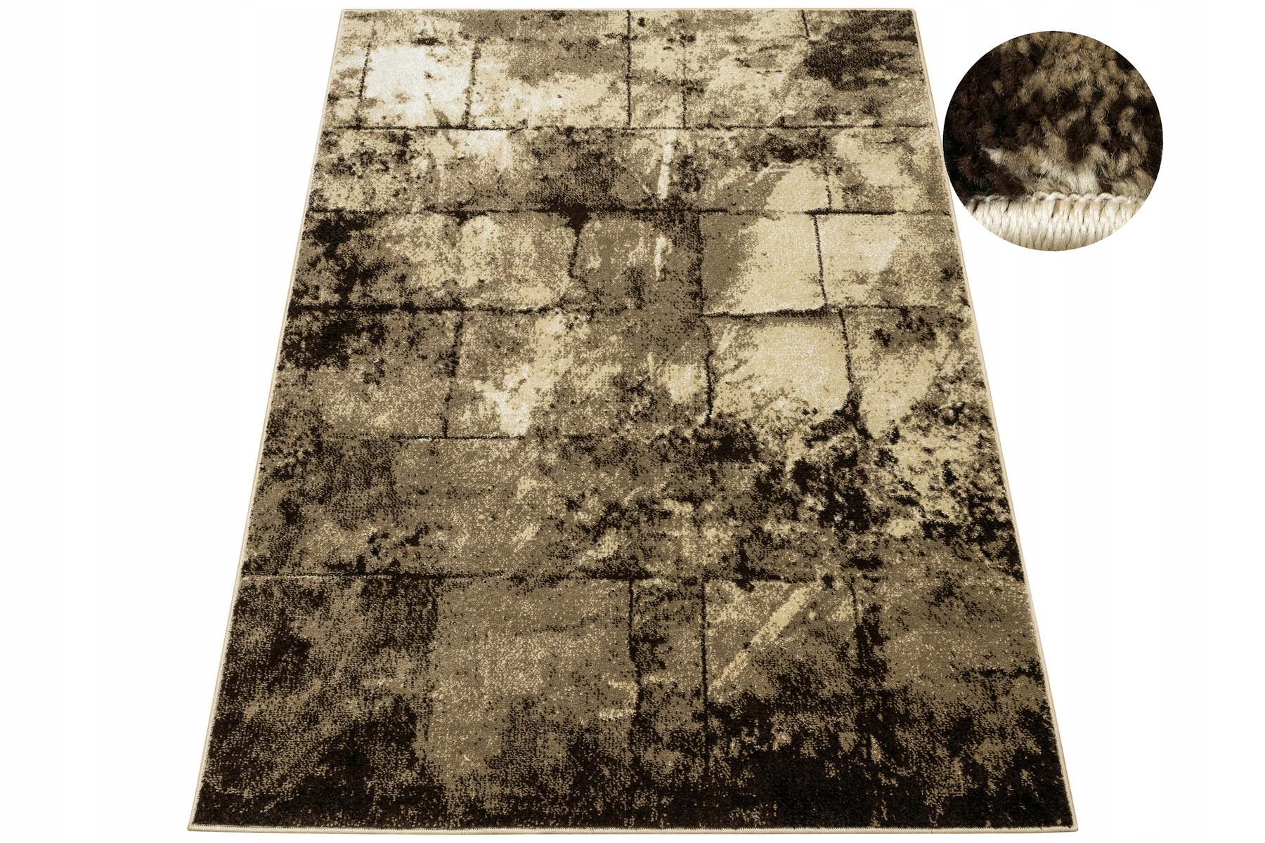 Dywan Nowoczesny Brąz Beż Krem Piaskowiec Beton Kamień Mogan 160x230 cm