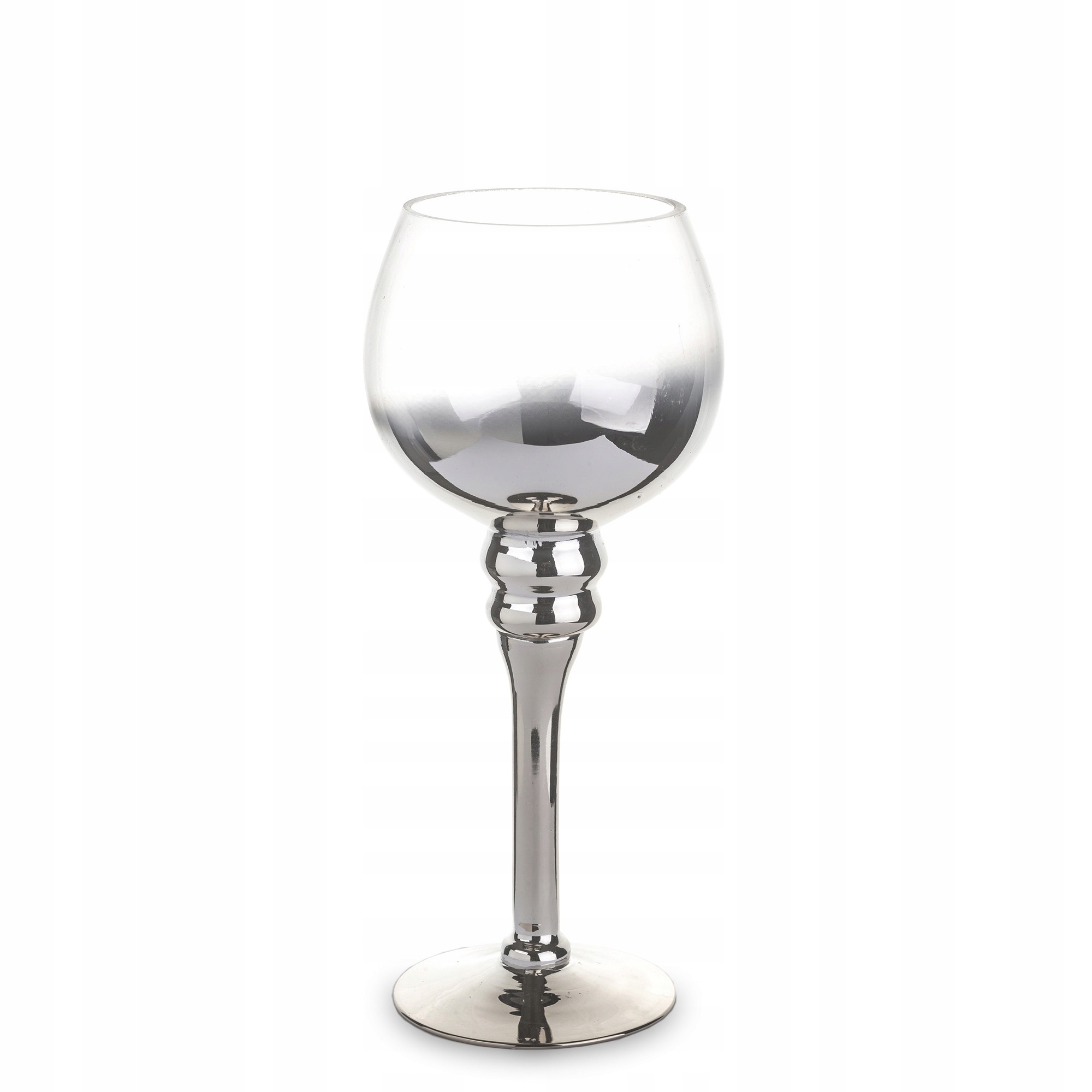 SZKŁO LUNA ŚWIECZNIK GLAMOUR SREBRNY