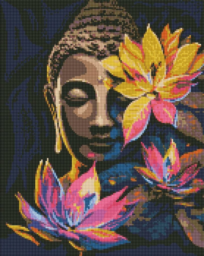 Buddha s lotosy 40x50 cm Kreativní sada Diamond Painting Vylepovací obraz