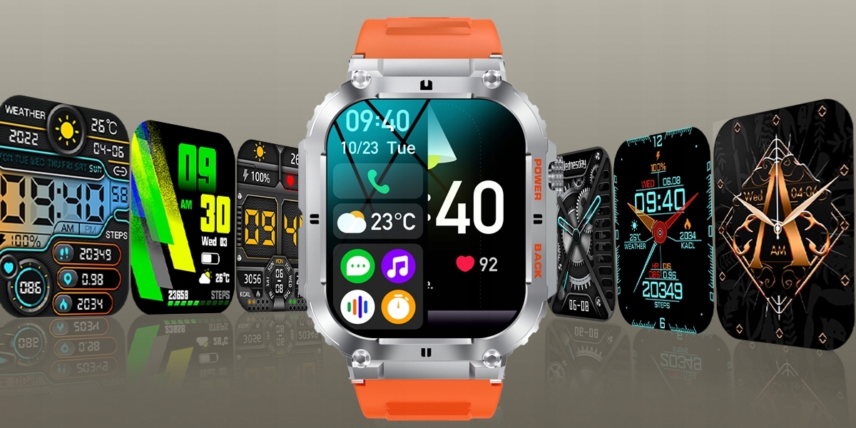 Smartwatch Męski Rozmowy Ciśnienie SpO2 PL 1,96" Złącza brak