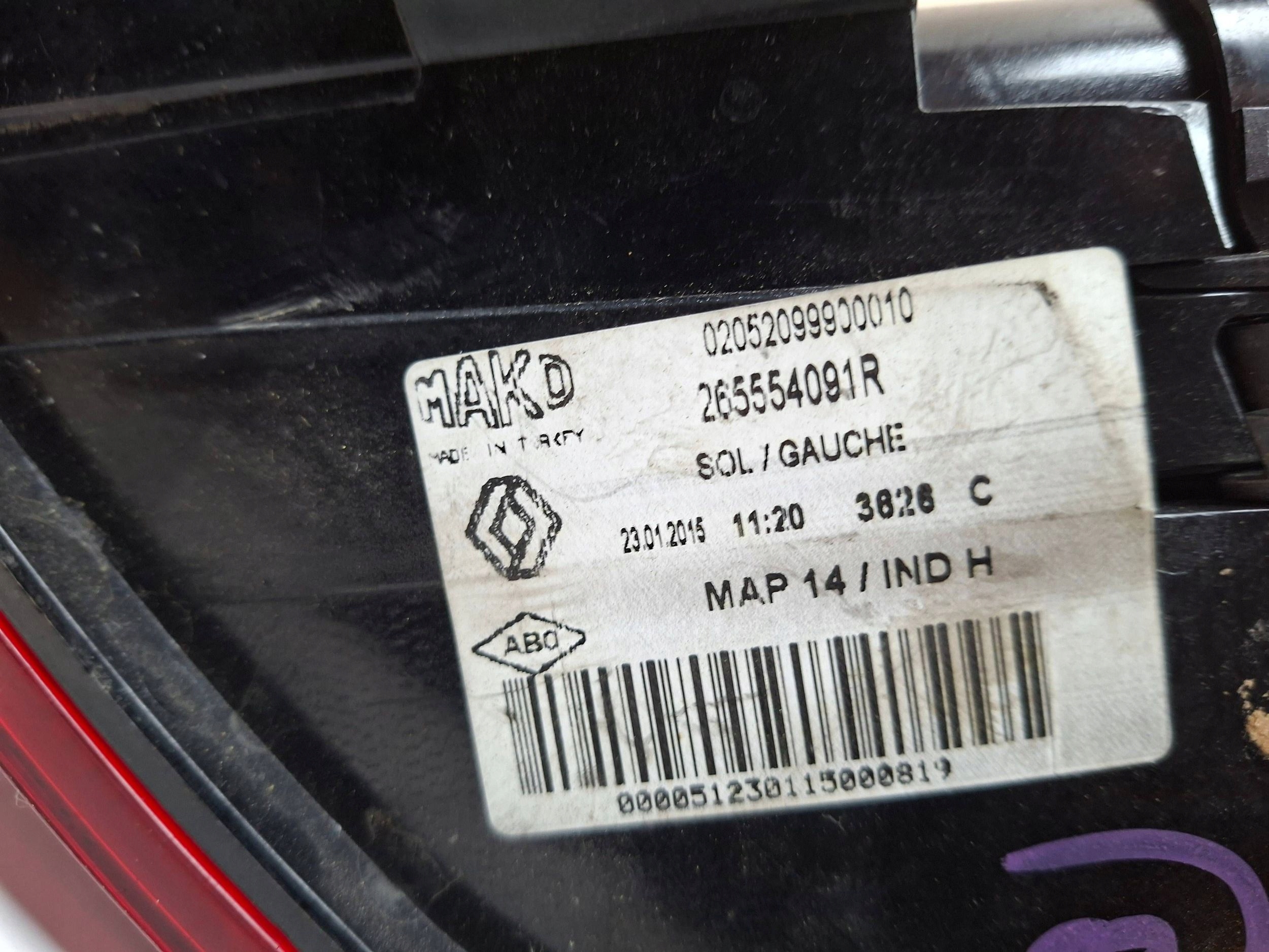 light rear left 265554091R RENAULT CLIO IV HB 2012-2016