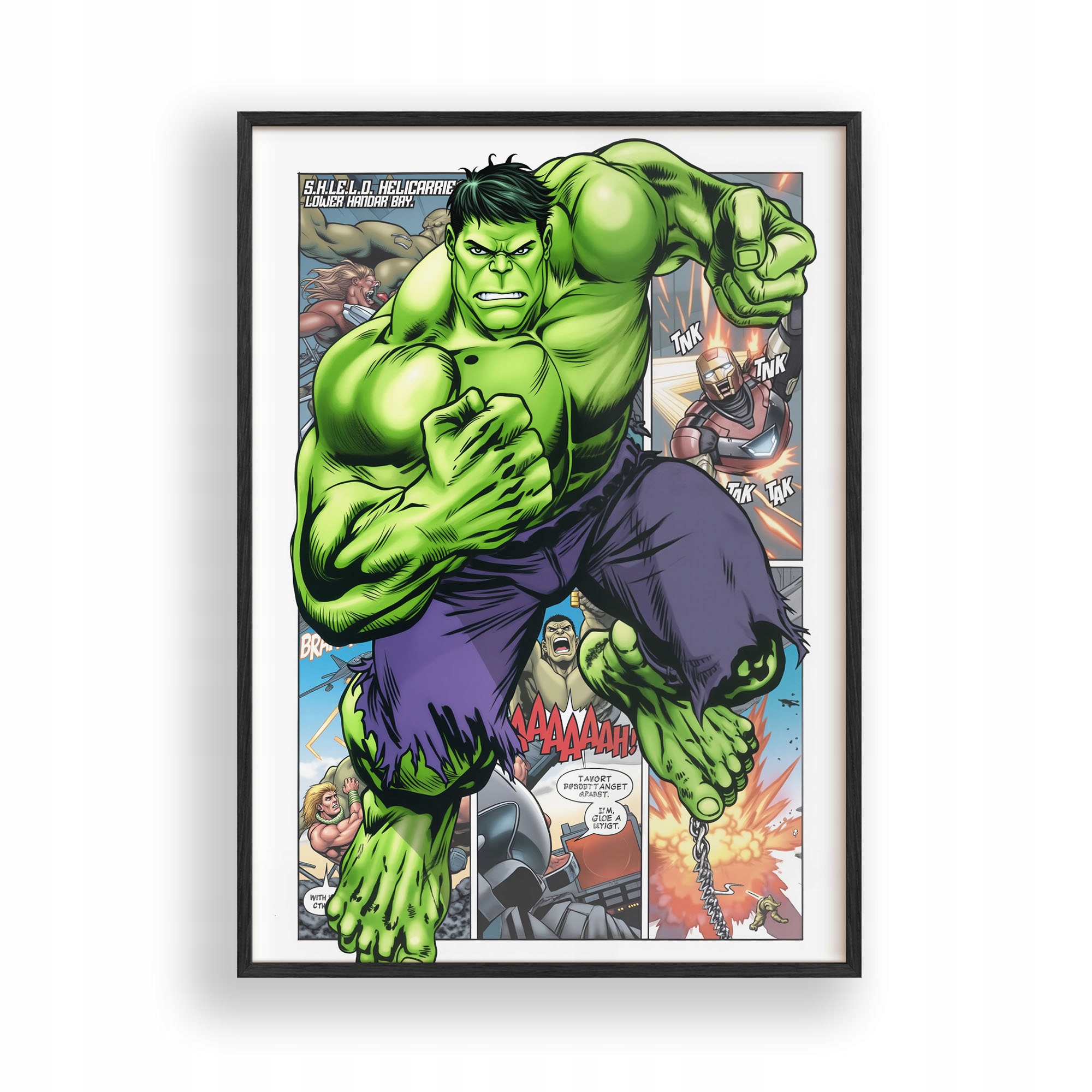 Plakat Hulk avengers Obraz Ramka Drewniana Czarna 30x42 cm