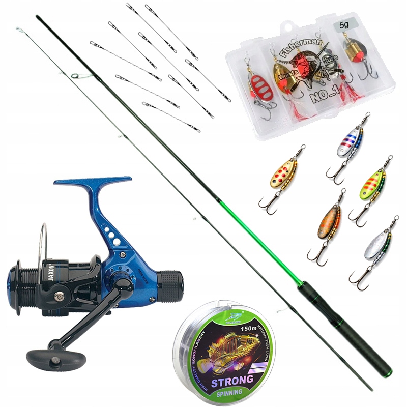 Jemný rybářský set Okoniový prut přívlačový naviják návnada z150