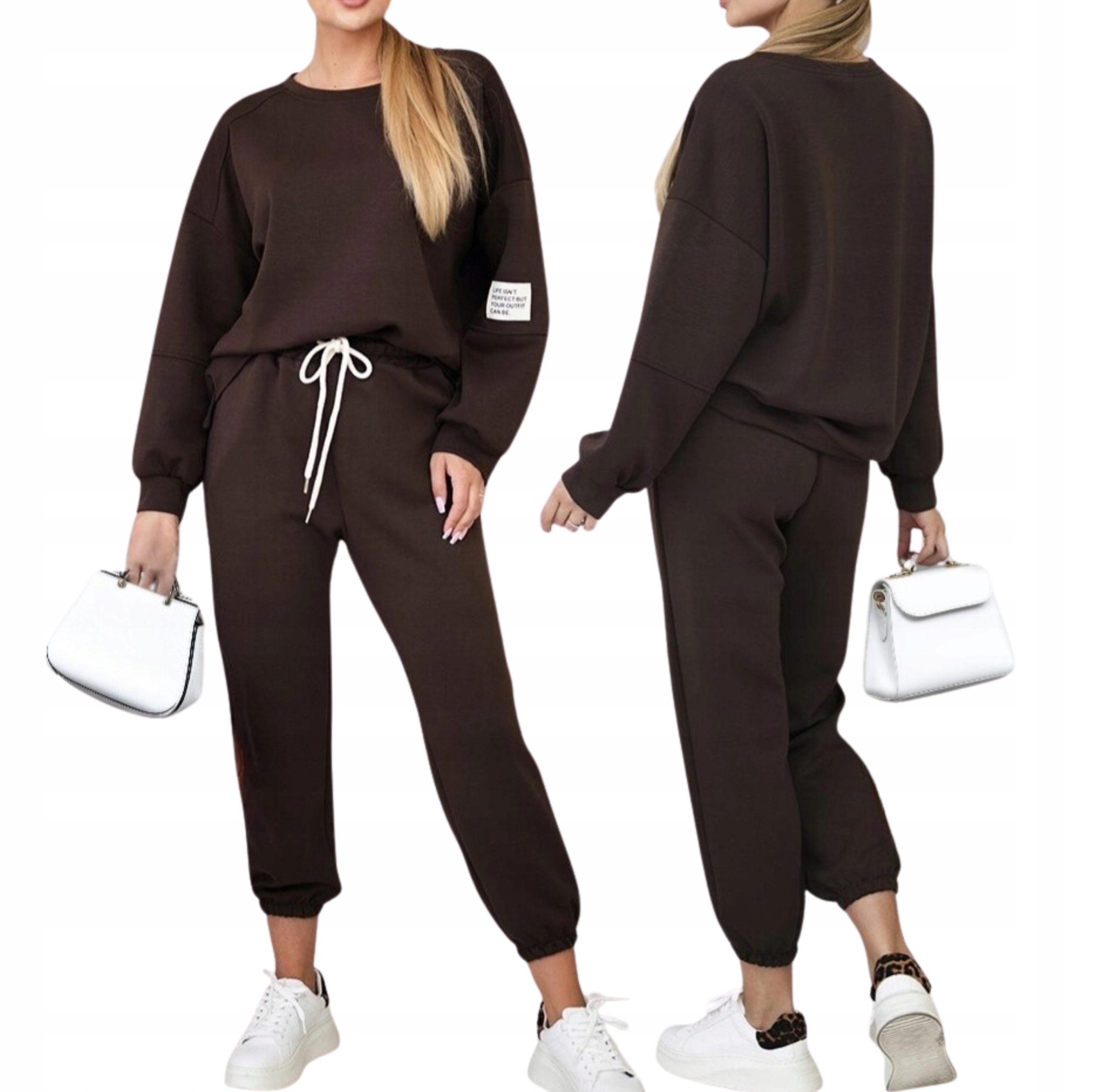 Tepláková Souprava Mikina Hnědé Kalhoty S Maslem