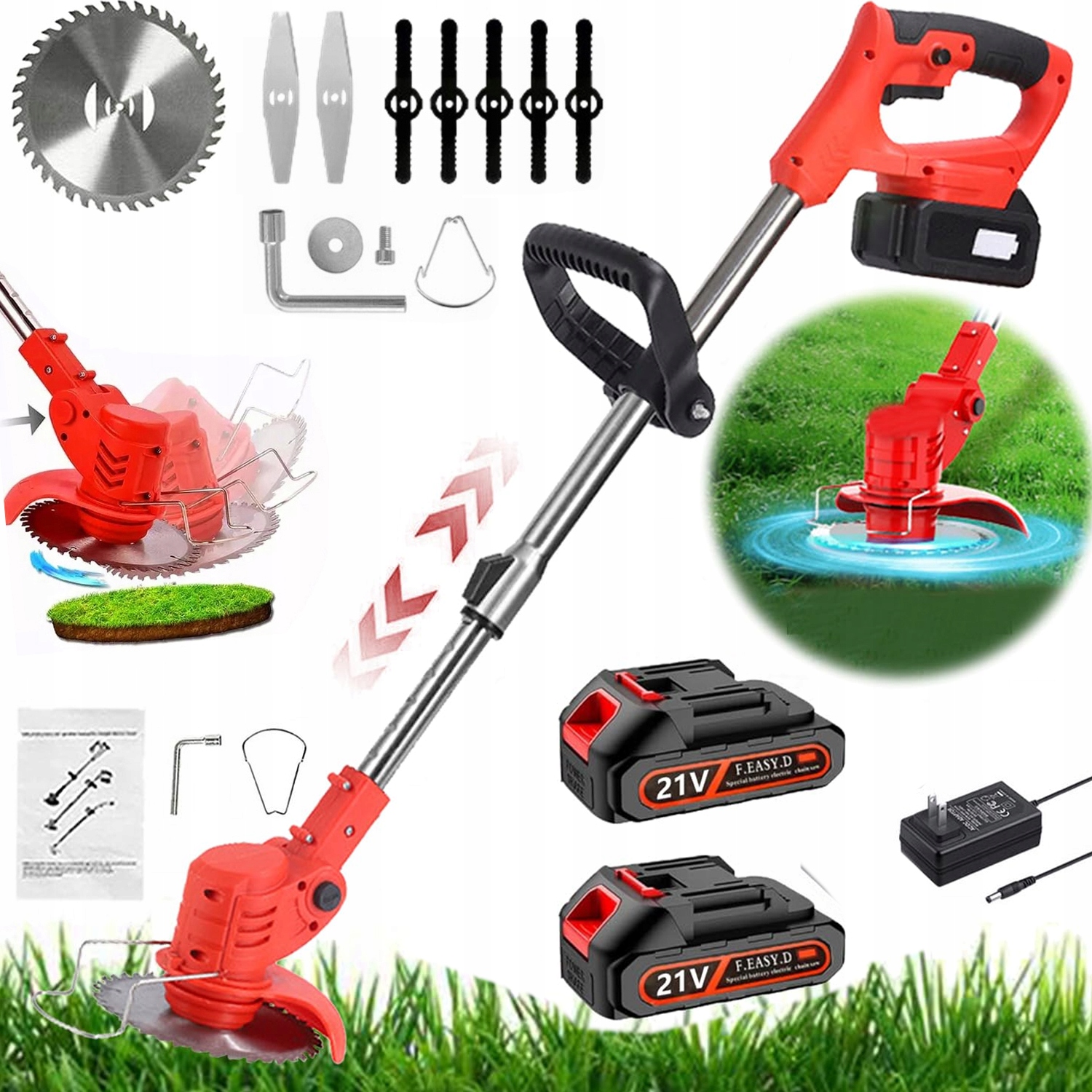 Aku Vyžínač 21V Křovinořez Bezdrátový Křovinořez 2X Akumulátor 2.0Ah