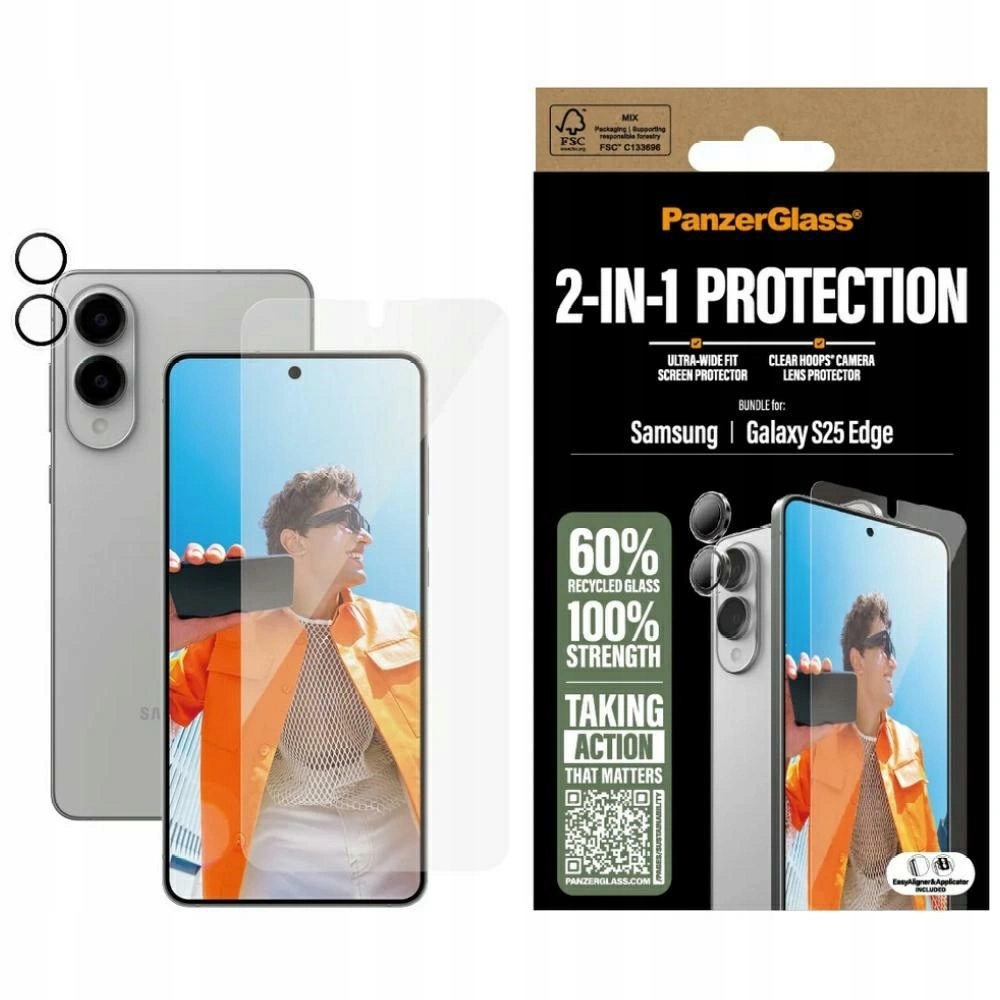 Sada tvrzené sklo na fotoaparát PanzerGlass Hoops+UWF pro Galaxy S25 Edge