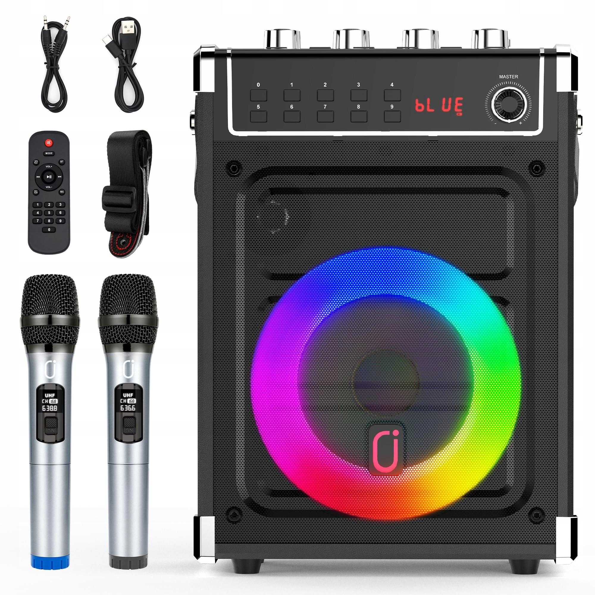 JYX Karaoke Zestaw Bluetooth Głośnik LED Mikrofony Bezprzewodowe PA System — miniatura 8