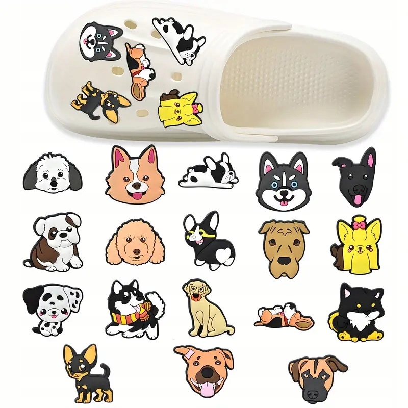 PRZYPINKI PINY PSY PUPILE DO BUTÓW CROCS CHARMS PIES 20 SZTUK