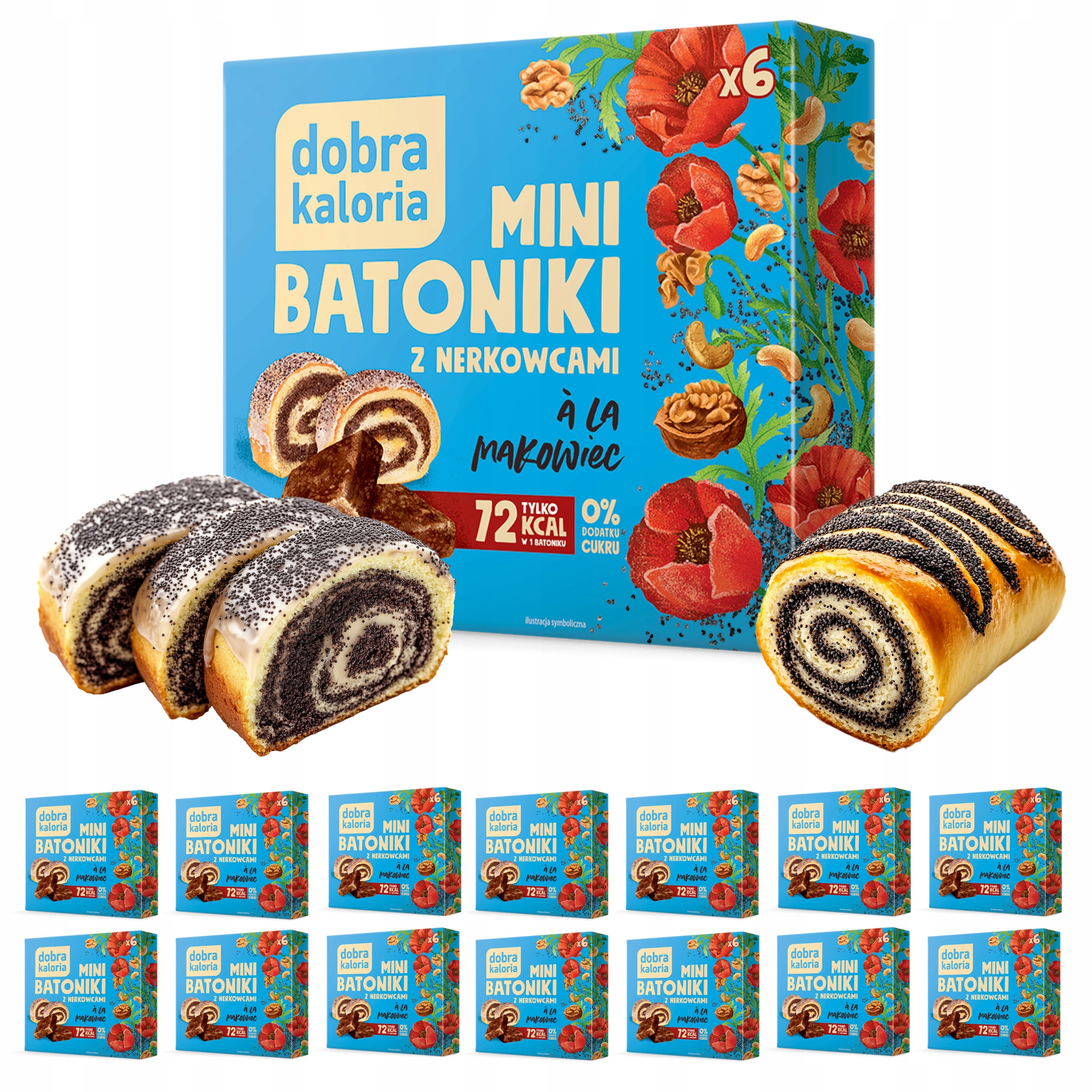 Zestaw Mini Batoniki Makowiec Bez Cukru 6 szt. Dobra Kaloria x 14 Sztuk
