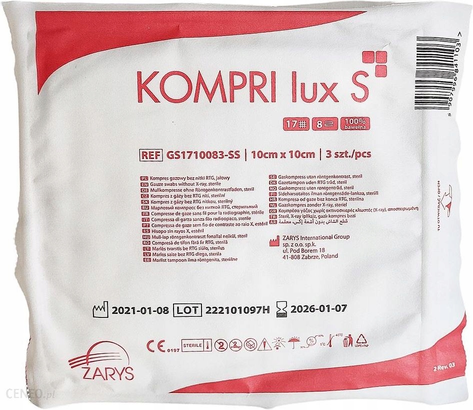 

Kompresy gazowe Kompri Lux S 10x10cm 3 sztuki