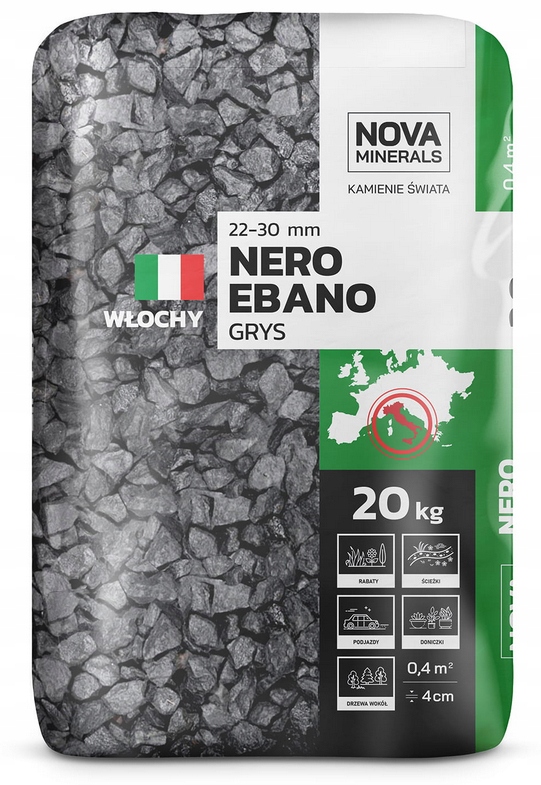 

Grys Czarny Nero Ebano 22-30mm 20kg Kamień