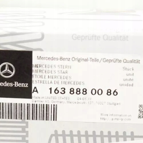 EMBLEMAT LOGO GWIAZDA W GRILL MERCEDES W163 ML A1638880086 165 MM Marka Mercedes-Benz