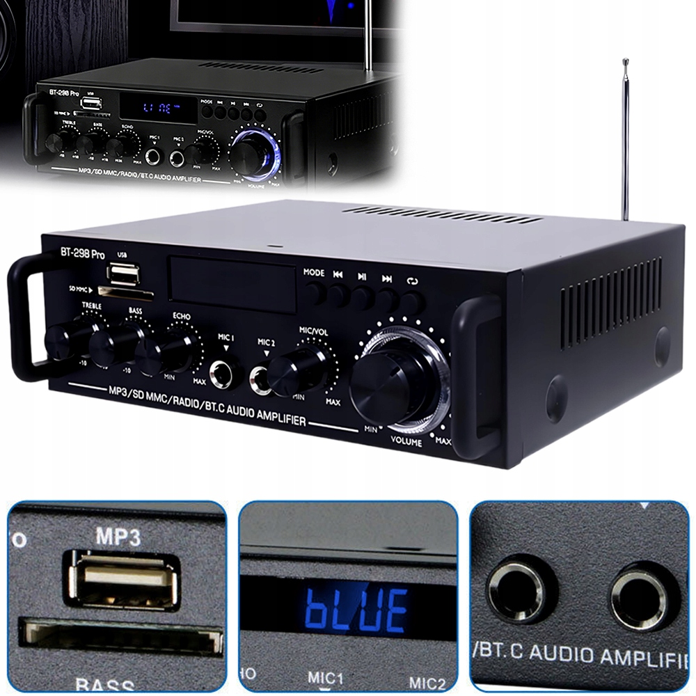 Stereo zesilovač 80 W, Hi-Fi, digitální Bluetooth, Fm, integrovaný zesilovač