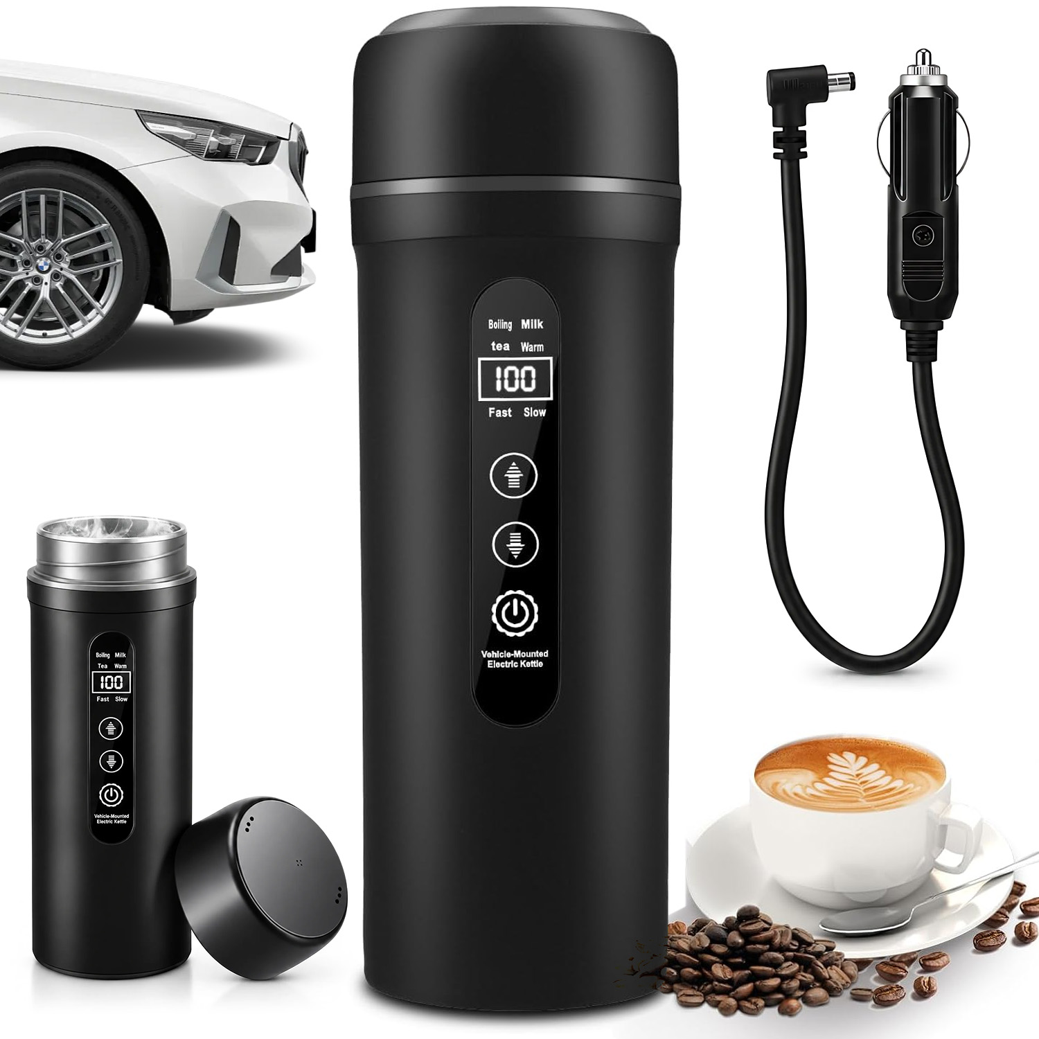 Elektrická Rychlovarná Konvice Do Auta 12V 500 ML Cestovní Přenosný Termoskový Hrnek