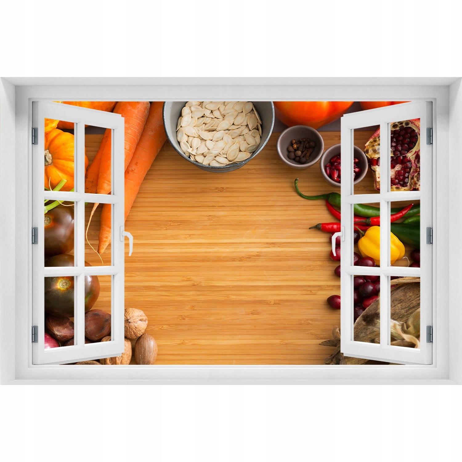 

3D Okno Naklejka ścienna Jesienne warzywa 90x60