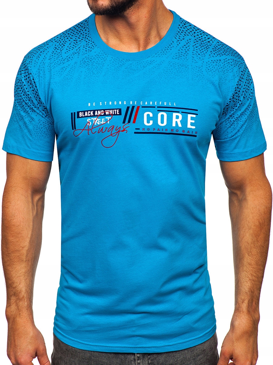

T-shirt Koszulka Męska Turkusowa 14710 Denley_m