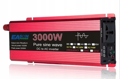 NAPIĘCIA SAMOCHODOWA 12V na 230V 3000W CZYSTA SINUSOIDA SINUS