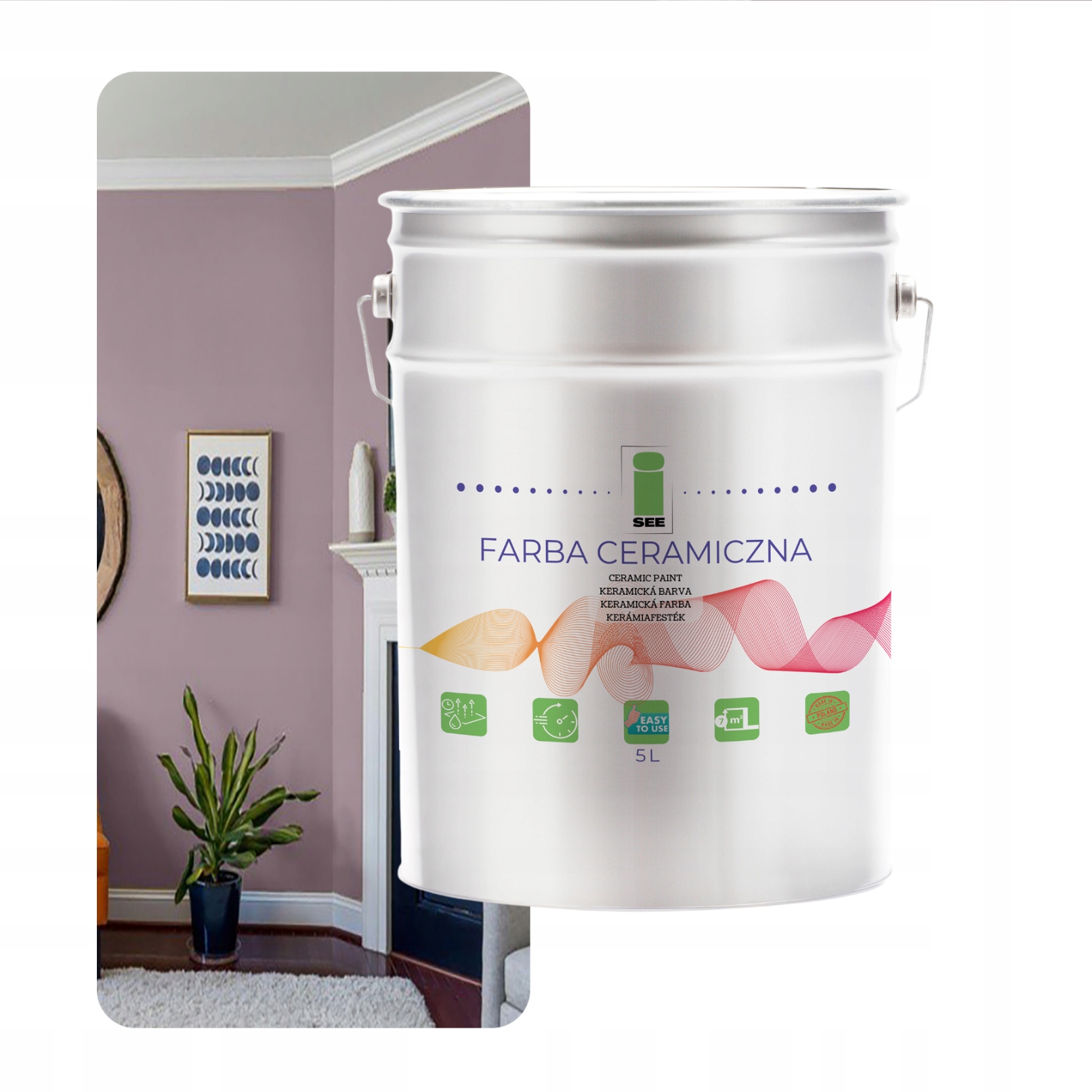 Keramická Farba Na Steny Umývateľná Nástenná, Škvrnovzdorná, 5 L