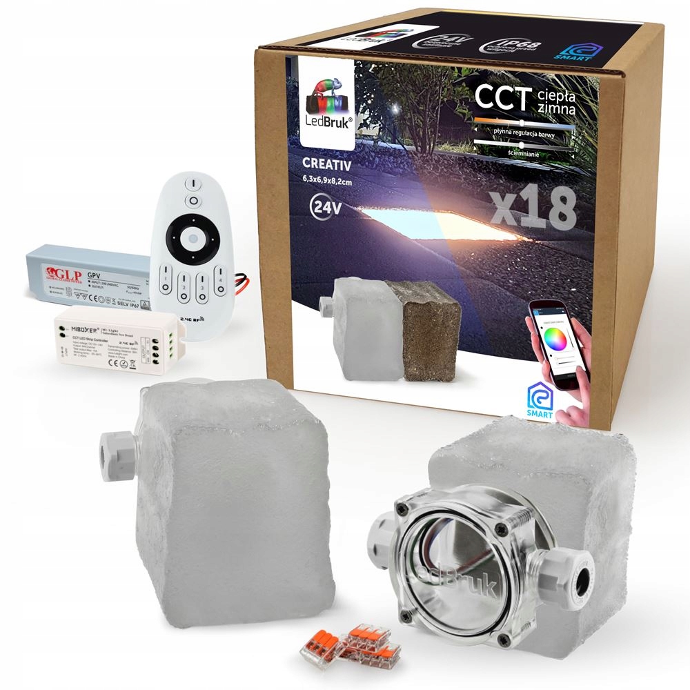 18x LedBruk Świecąca Kostka Brukowa Creativ CCT