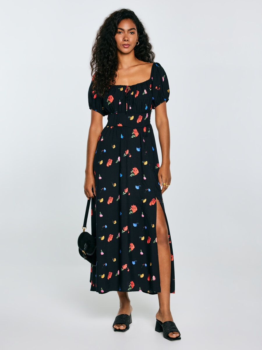 Big Star Šaty S Květinovým Motivem, Černá, Roksi 906 S